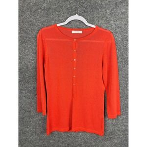 Solezia Cardigan Sweater Women's 88-160 Orange  3/4 Sleeve Button Front